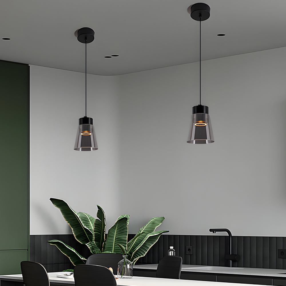 Minimalist Smoke Gray Glass Shade Cob Modern Pendant Lights Chandelier Li002740