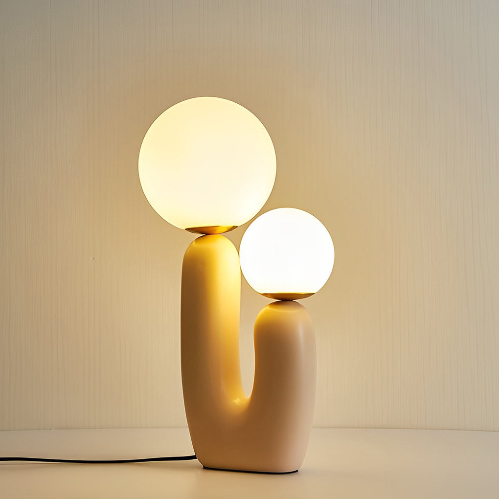2 Light Modern Beige Cactus Led Accent Table Lamp