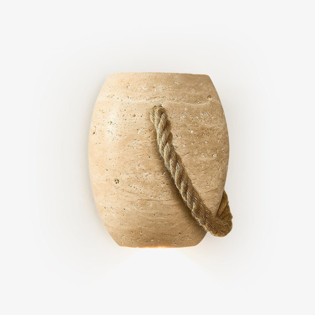 Terra Rope Wall Sconce in Natural Travertine with Hemp Rope
