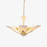 Liora Blossom Modern Floral Chandelier in Gold Brass and White Glass