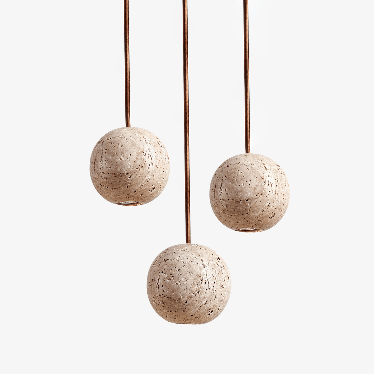Cassia Travertine Pendant Light – Sculptural Stone Trio for Modern Interiors