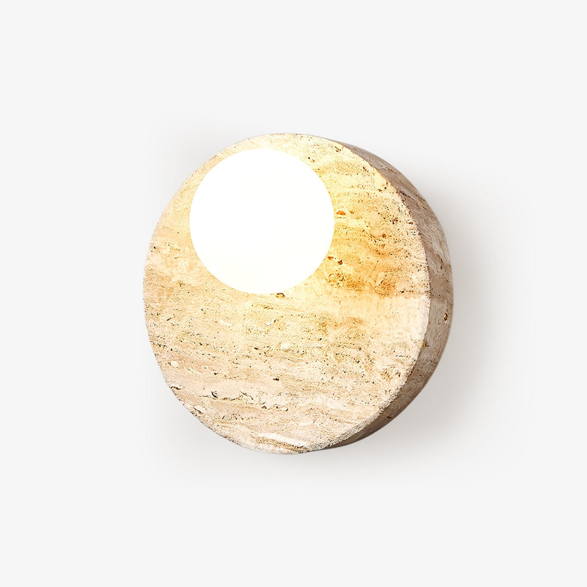 Sorella Travertine Wall Sconce with Opal Glass Globe