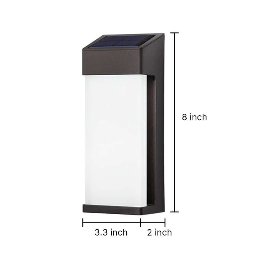 Solar LED Wall Sconce Set of Two in Black with Glass Shade for Modern Outdoor Spaces