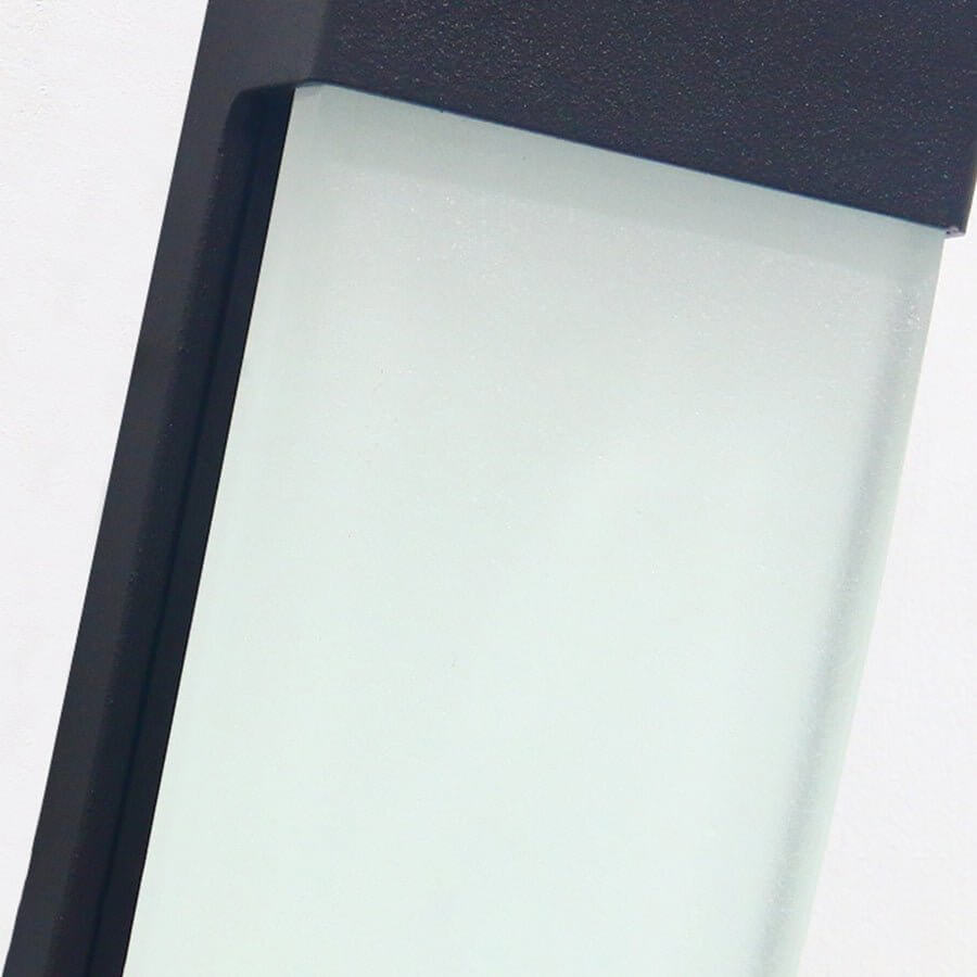 Solar LED Wall Sconce Set of Two in Black with Glass Shade for Modern Outdoor Spaces