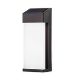 Solar LED Wall Sconce Set of Two in Black with Glass Shade for Modern Outdoor Spaces