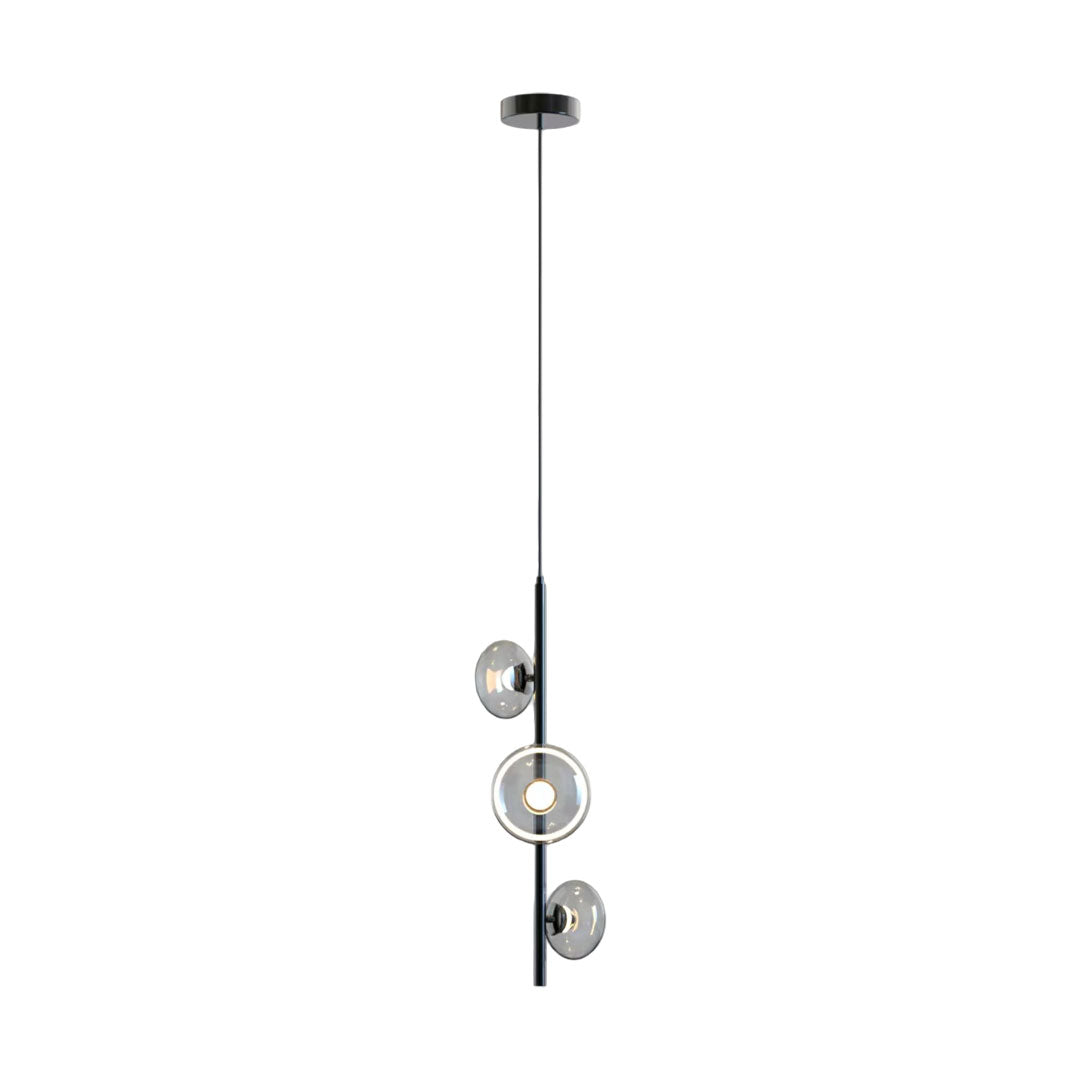 Italian Minimalist 3-Light Linear Pendant in Glass and Iron
