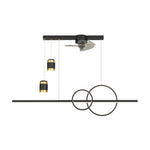 Modern Chandelier with Integrated Ceiling Fan and Star Projection