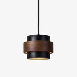 Cosma Ring Pendant Light in Black Travertine and Walnut