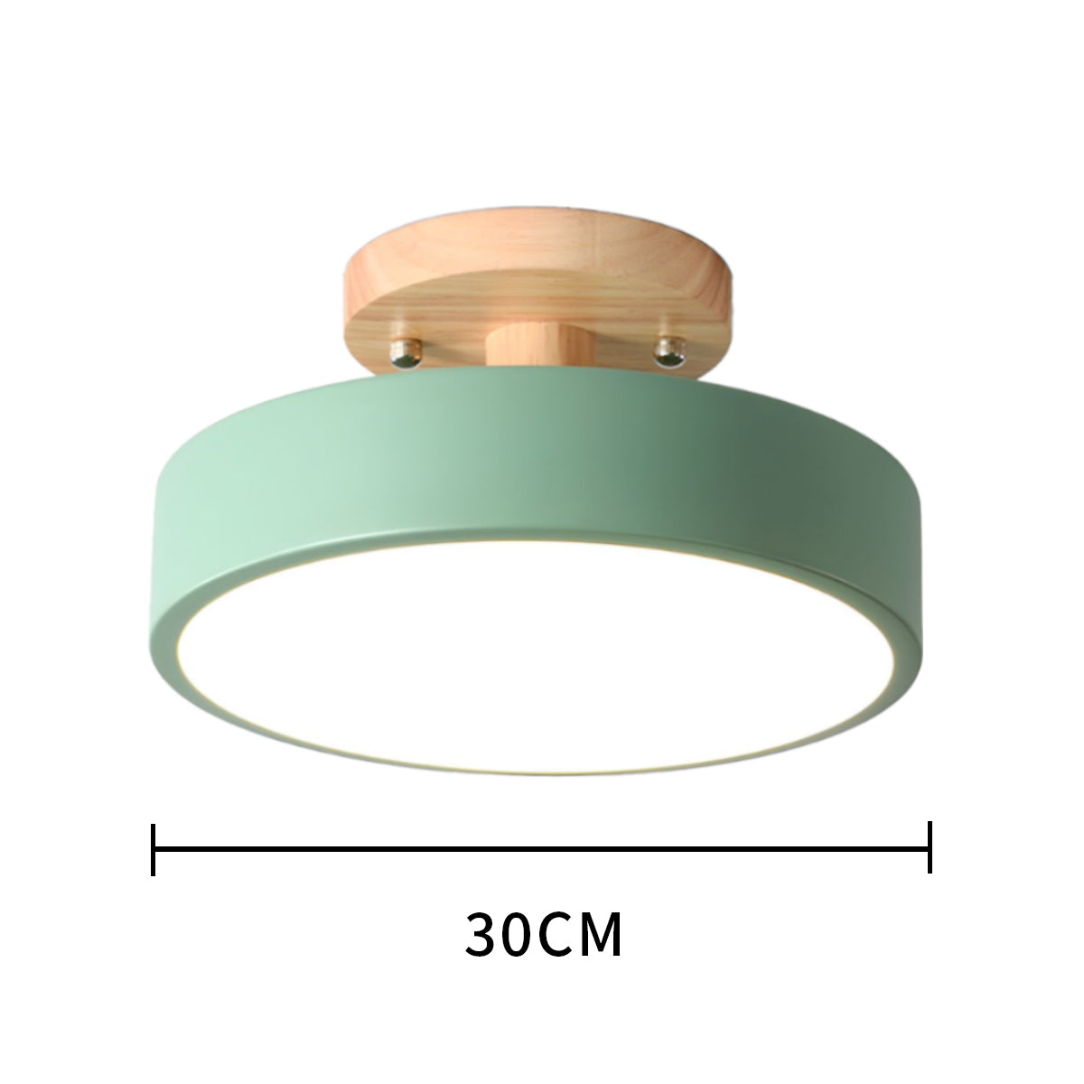 Round Semi Flush Wooden Ceiling Light