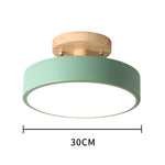 Round Semi Flush Wooden Ceiling Light