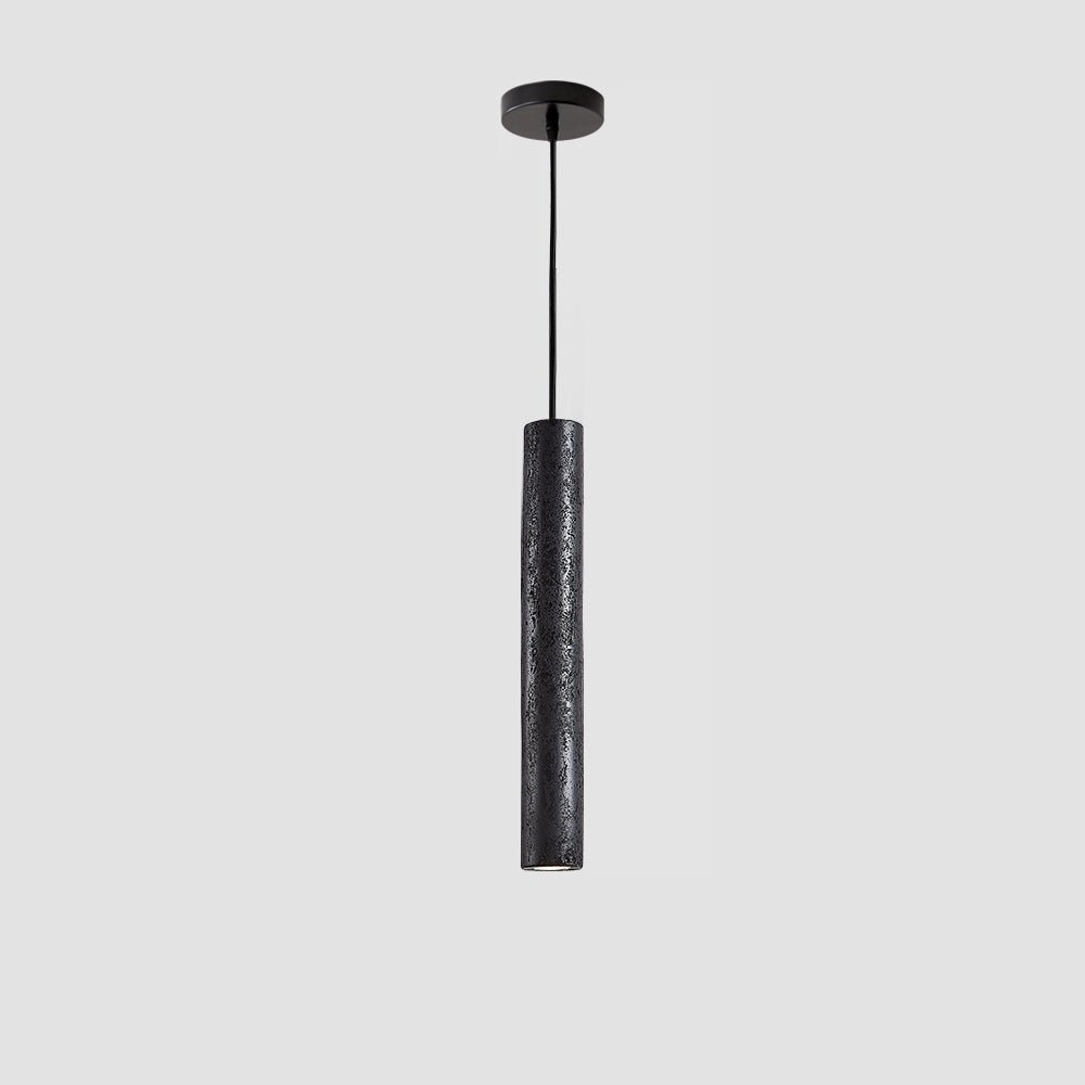 Volkan Black Travertine Tube Pendant Light – Modern Architectural Hanging Lamp