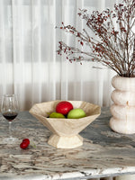 Facet Sculptural Marble Pedestal Bowl & Decorative Catchall Tray