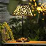 Aurelia Solar LED Table Lamp in Silver Metal for Outdoor Elegance
