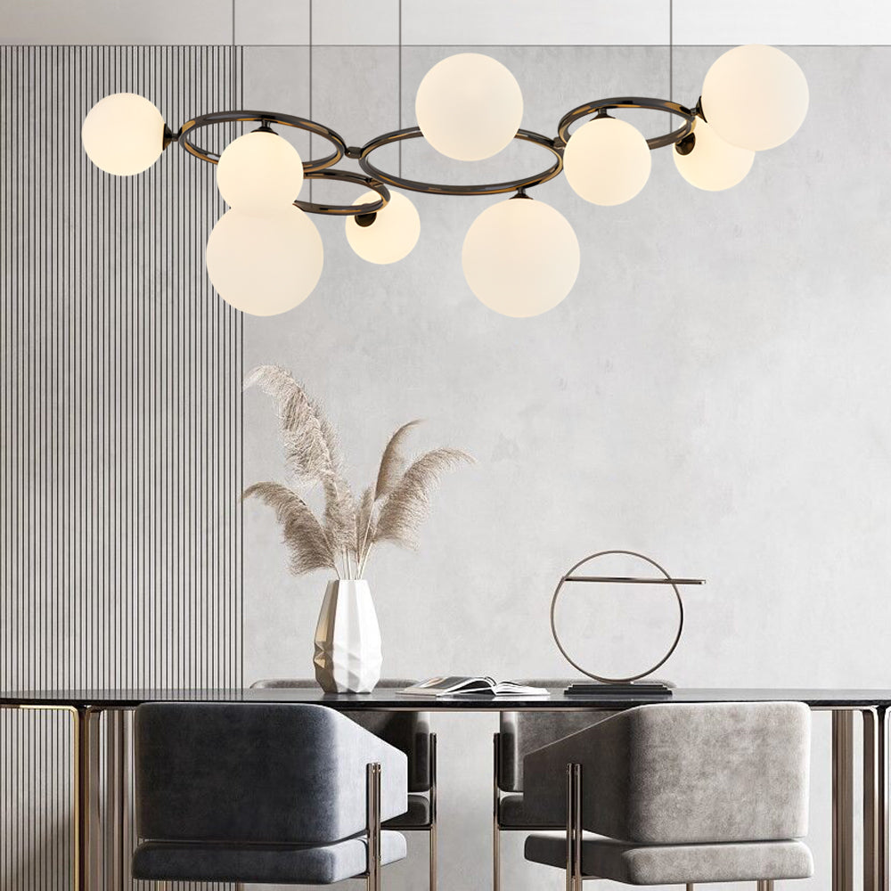 5 7 9 Light Glass Ball Circular Contemporary Chandelier With 3 Step Dimming