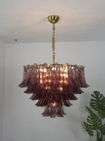 Amethyst Bloom Chandelier — Handcrafted Glass Petal Chandelier in Gold or Nickel