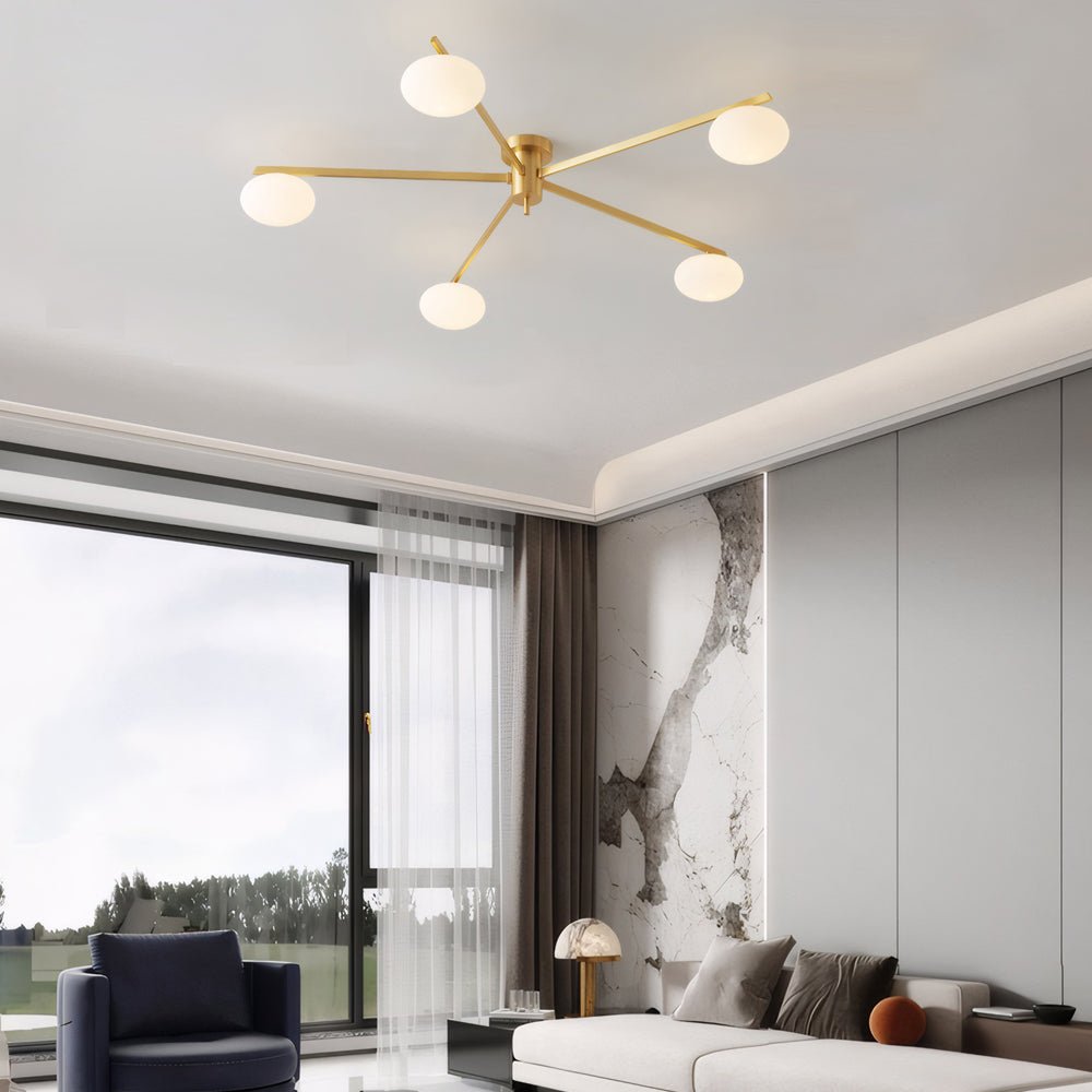 Jasper Modern Semi Flush Ceiling Light in Black or Copper, 3-6 Lights