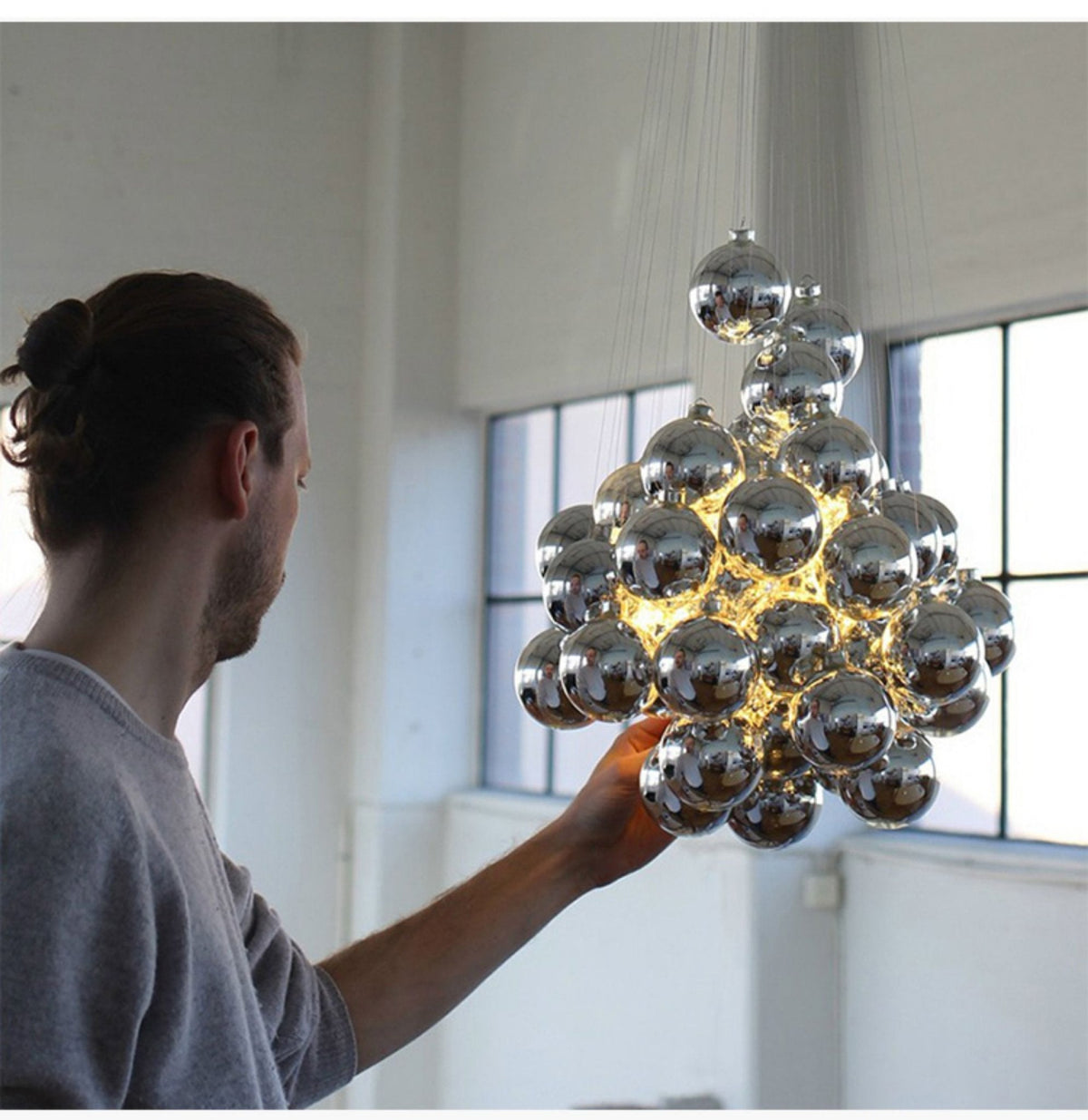 Cumulus Cascade Chandelier — Modern Glass Sphere Pendant Light