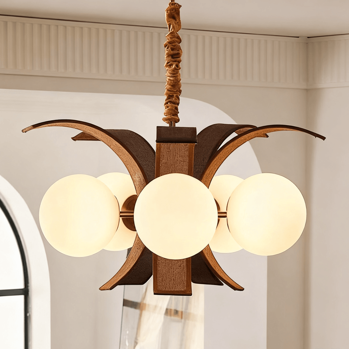 Thalina Grove Chandelier – Modern Fabric-Wrapped Ceiling Light for Dining and Living Rooms