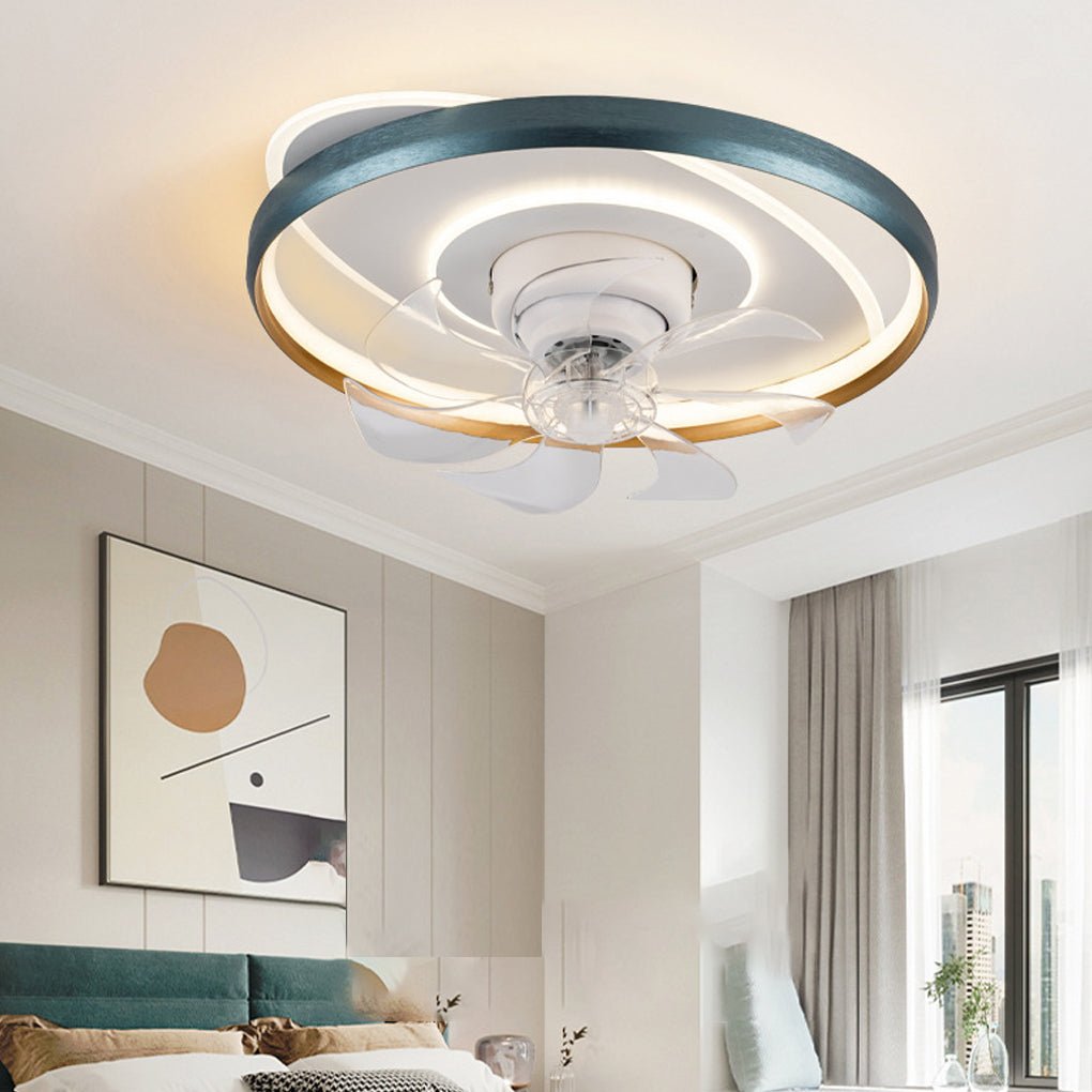360 Rotatable Led Three Color Light Stepless Dimming Ceiling Fan Lamp With Remote Control