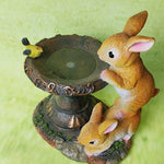 Artisan Resin Rabbit Solar Garden Lantern with Warm LED Glow