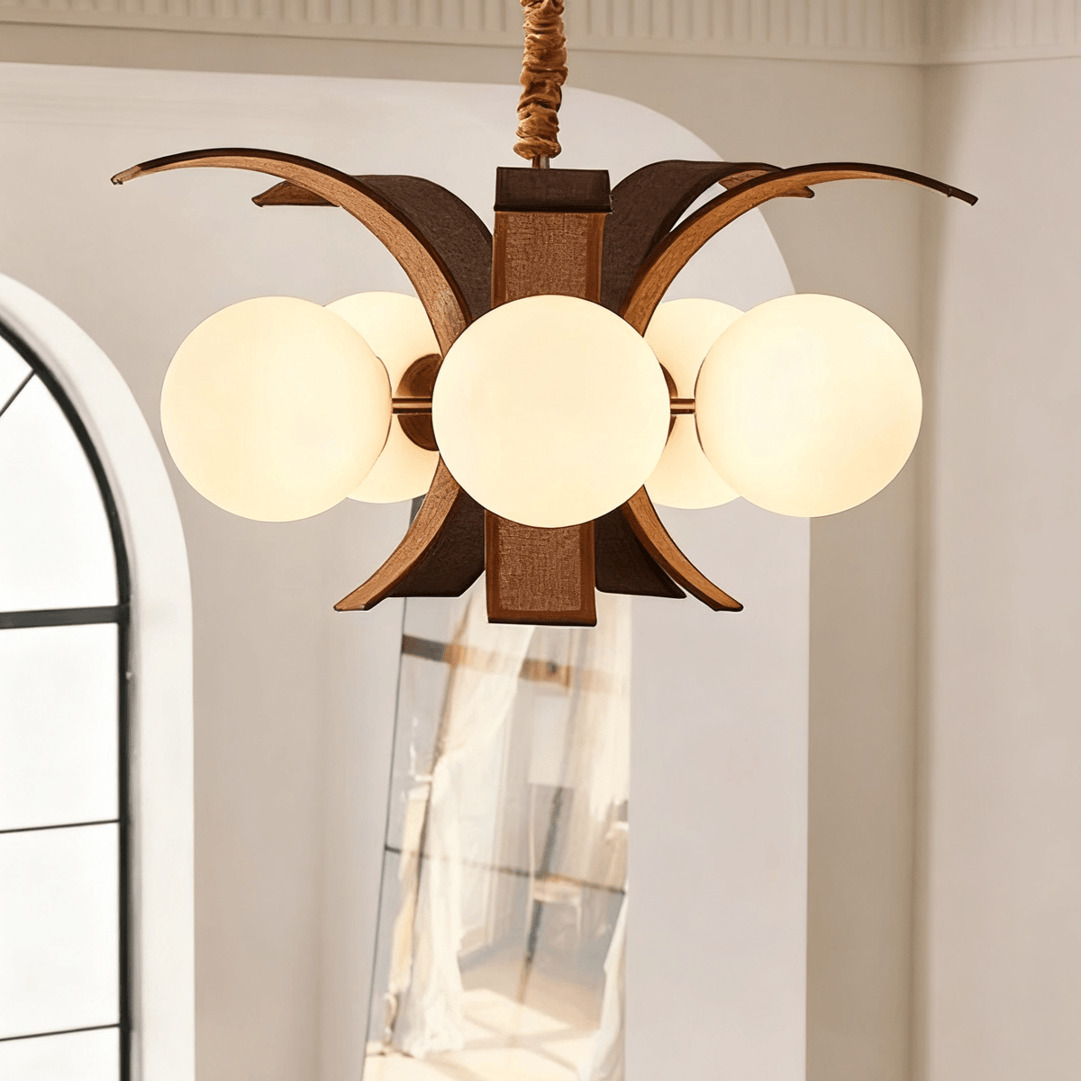 Thalina Grove Chandelier – Modern Fabric-Wrapped Ceiling Light for Dining and Living Rooms