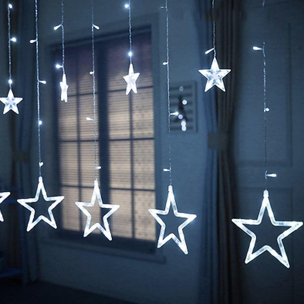 Stellar Cascade LED Curtain Lights – 8.2ft Acrylic Star String Lighting for Indoor & Outdoor Ambiance