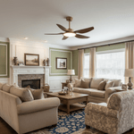 Sirocco Breeze Ceiling Fan with Integrated LED Light, Walnut and Brass, 42"