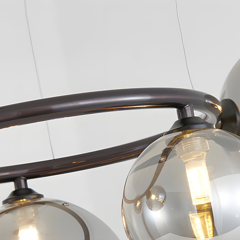 5 7 9 Light Glass Ball Circular Contemporary Chandelier With 3 Step Dimming