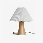 Pleara Sculpted Wood Table Lamp with Pleated Fabric Shade