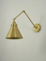 Edwin Swing Arm Wall Sconce in Brushed Brass – Adjustable Reading Light for Bedroom & Living Room