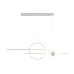 Linear LED Island Chandelier with Ring Accent – Dimmable Modern Pendant for Dining Room