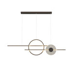 Linear LED Island Chandelier with Ring Accent – Dimmable Modern Pendant for Dining Room