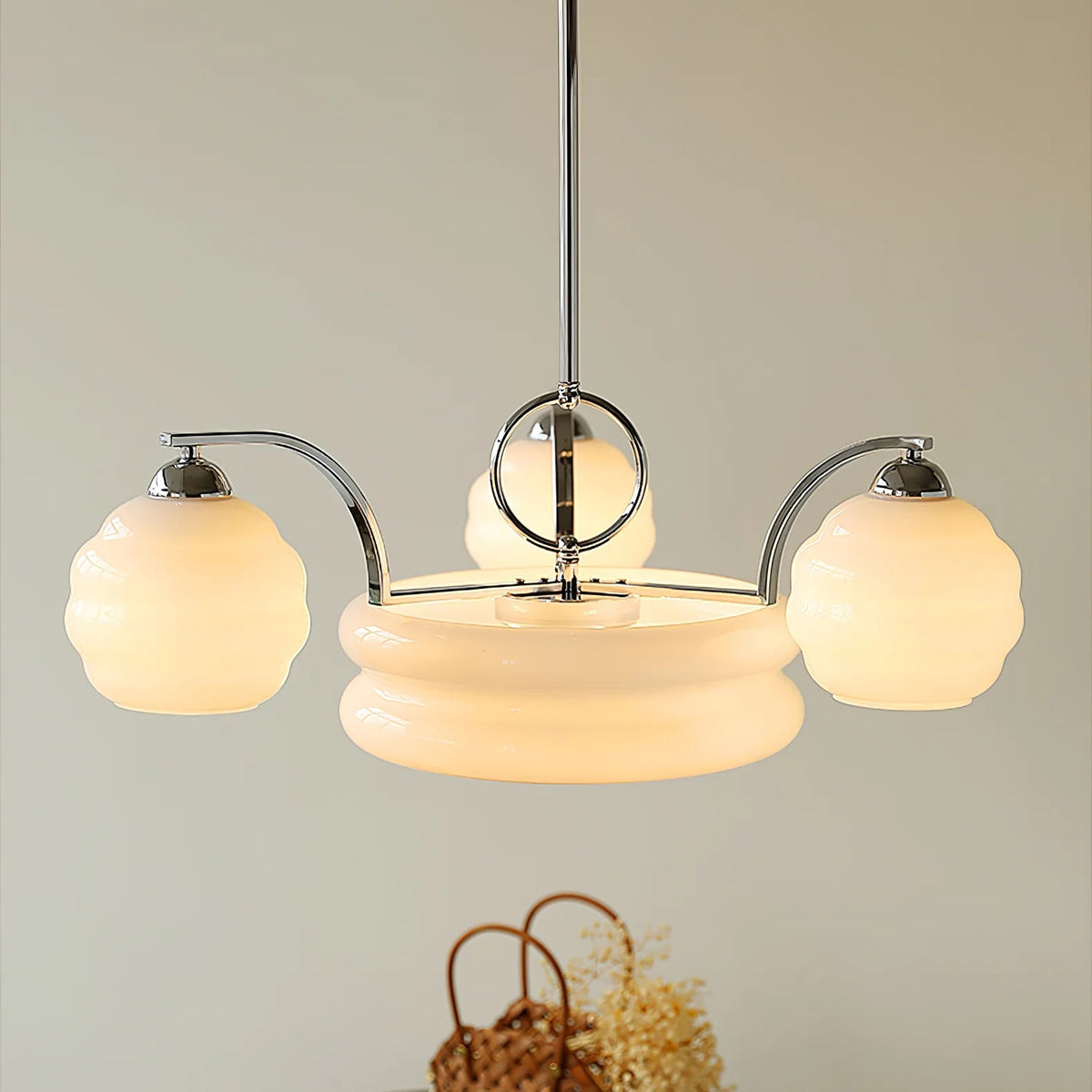 Opaline Art Deco Chandelier 3
