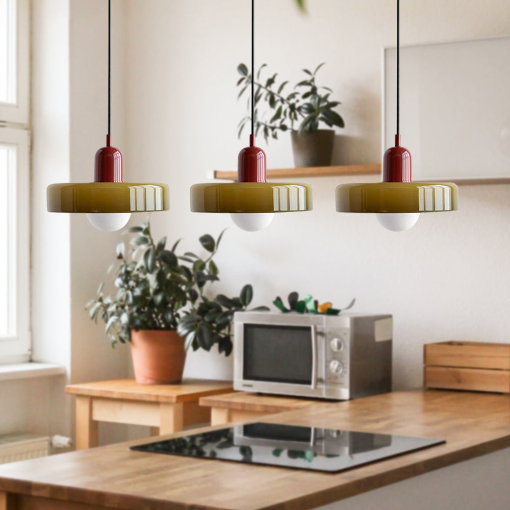 Three Head Bauhaus Style Minimalist Glass Pendant Light