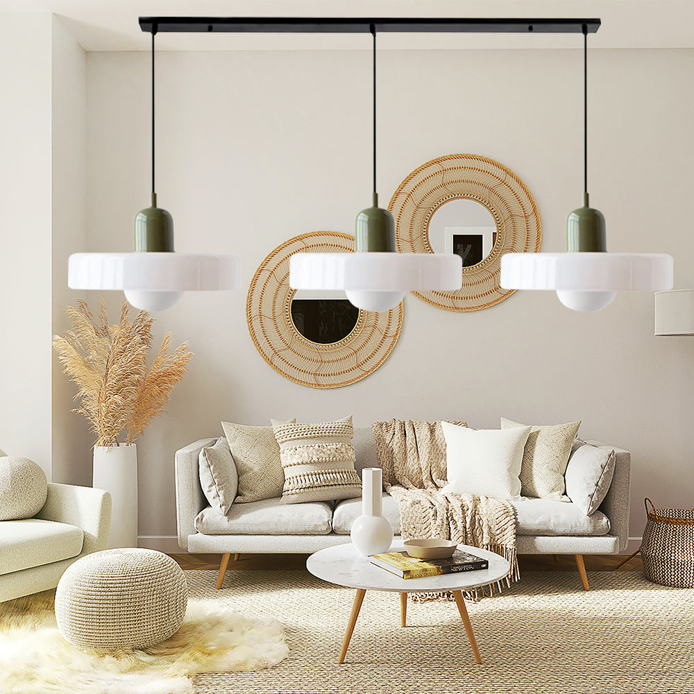Three Head Bauhaus Style Minimalist Glass Pendant Light