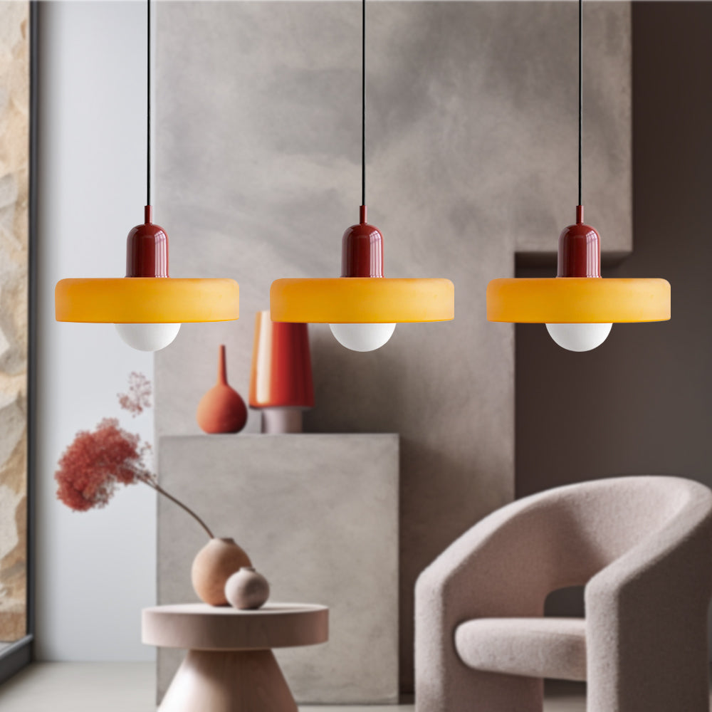 Three Head Bauhaus Style Minimalist Glass Pendant Light