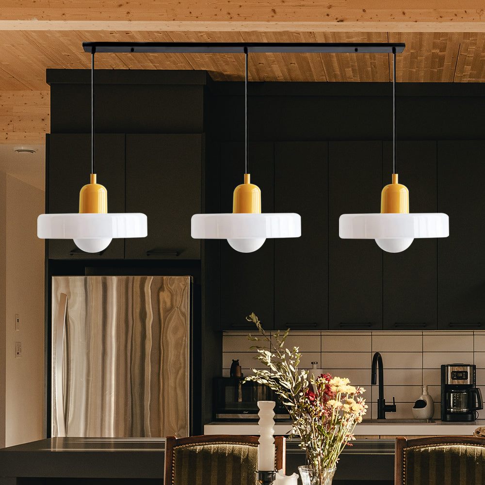 Three Head Bauhaus Style Minimalist Glass Pendant Light