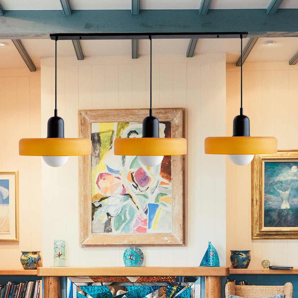 Three Head Bauhaus Style Minimalist Glass Pendant Light