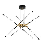 Modern Stepless Dimming Long Strip Sputnik Led Chandelier Gold Black Gold
