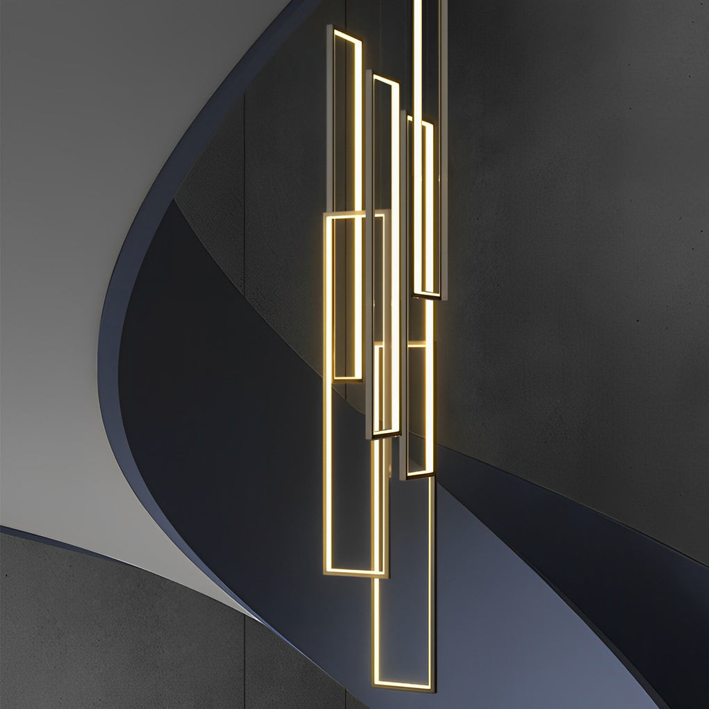 Nordic Black Aluminum LED Linear Staircase Chandelier