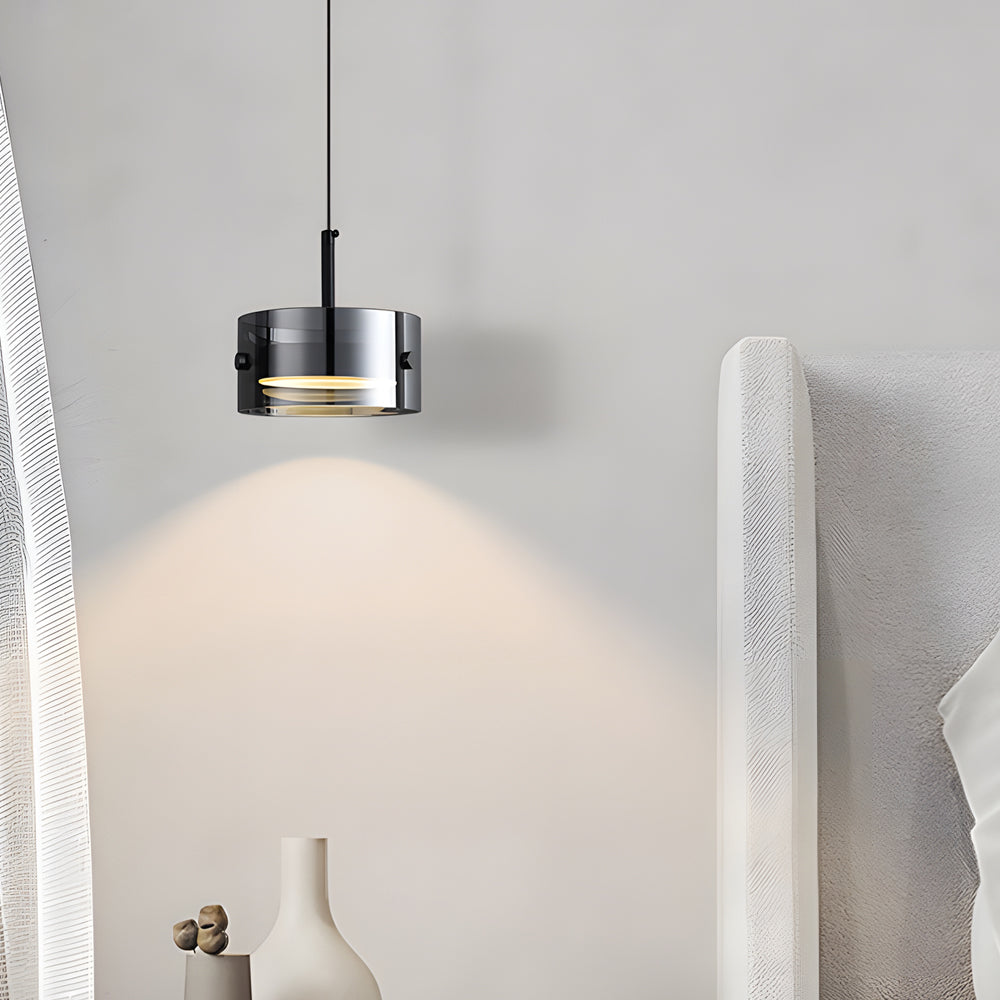 Short Cylinder Glass 3 Step Dimming Led Smoke Gray Nordic Pendant Lights Li002768