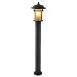 Heritage Iron LED Garden Lantern with Handcrafted Glass Shade