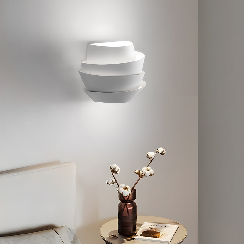 Minimalist Layers Half Cylinder Iron 2 Light Wall Sconce White