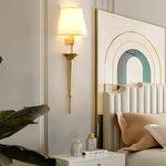 25 98 In H Gold Black Copper 1 Light American Wall Sconce With Fabric Shade