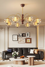 Solstice Bloom Chandelier — Amber Glass & Gold Modern Pendant Light