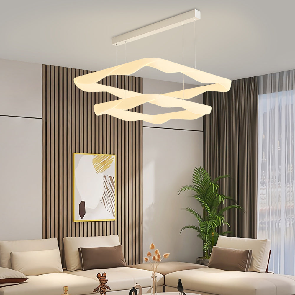 2 3 Square Rings Cream Style Three Step Dimming Led Modern Chandelier