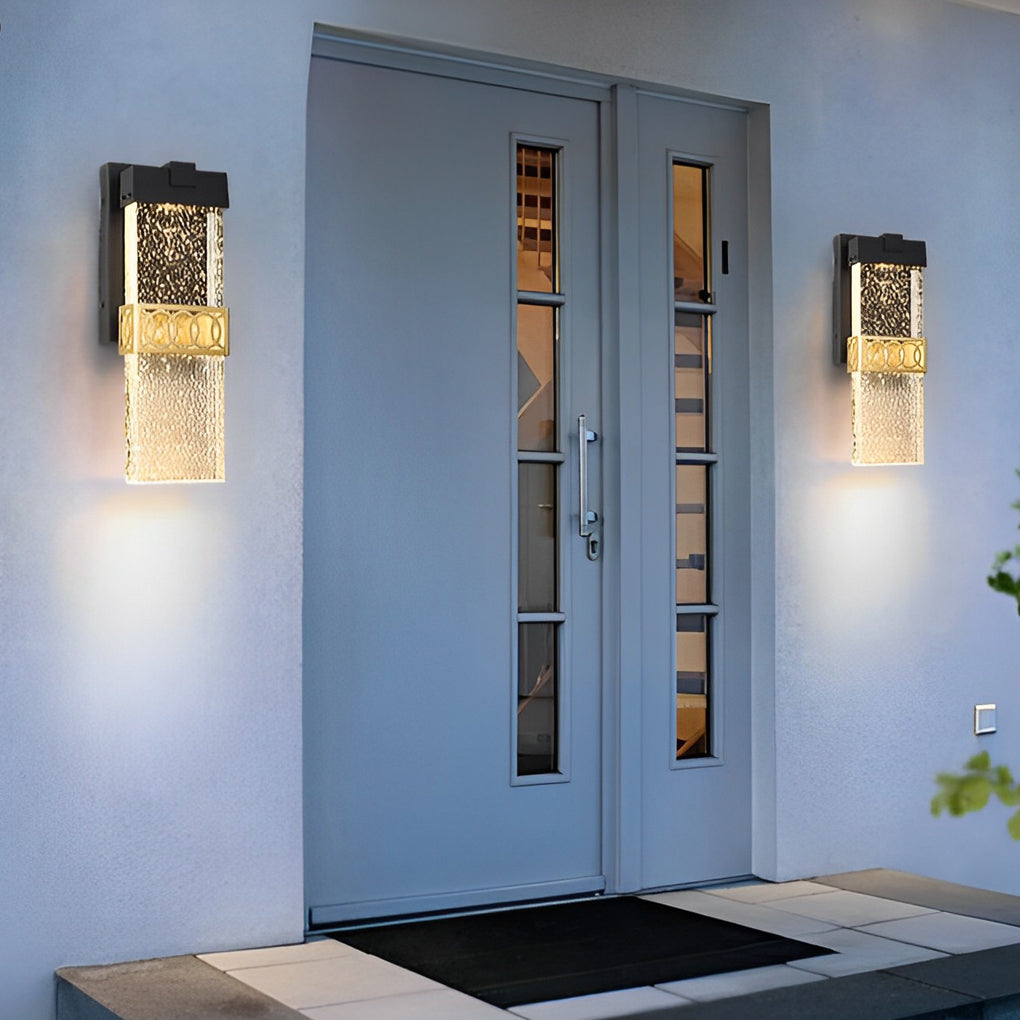 Bubbles Crystal LED Outdoor Wall Sconce – Modern Waterproof Black Aluminum Light