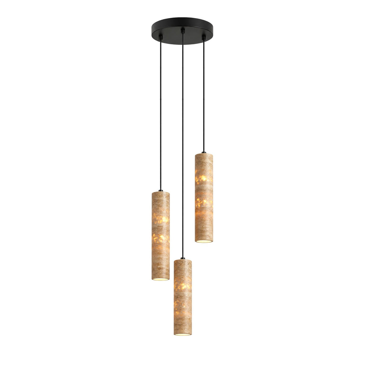 Travertine Cylinder Pendant Light in Warm Stone for Modern Interiors