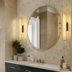 Gold Perforated Cylindrical Bathroom Vanity Light Mesh Design