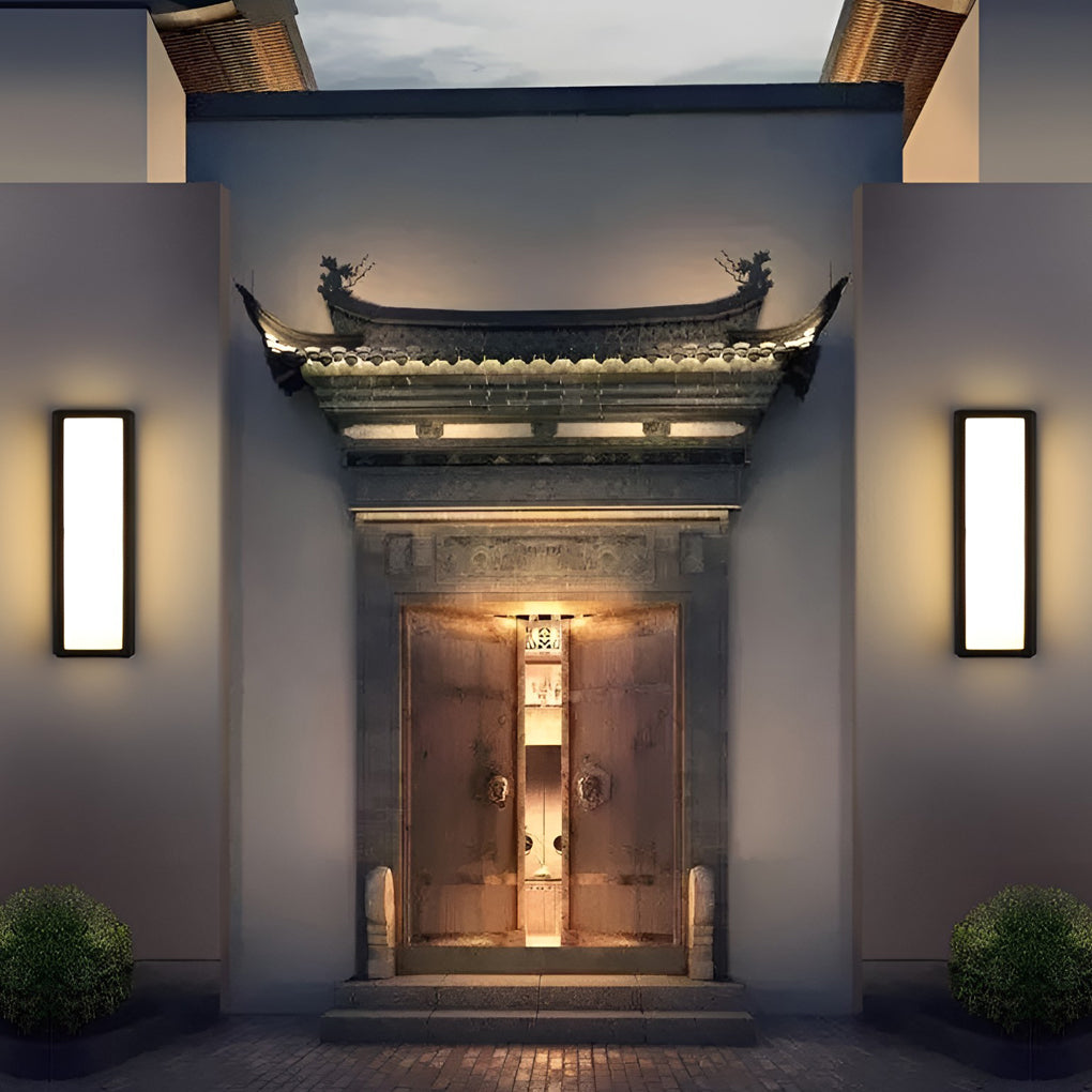 Modern Outdoor LED Wall Sconce with Motion Sensor in Black